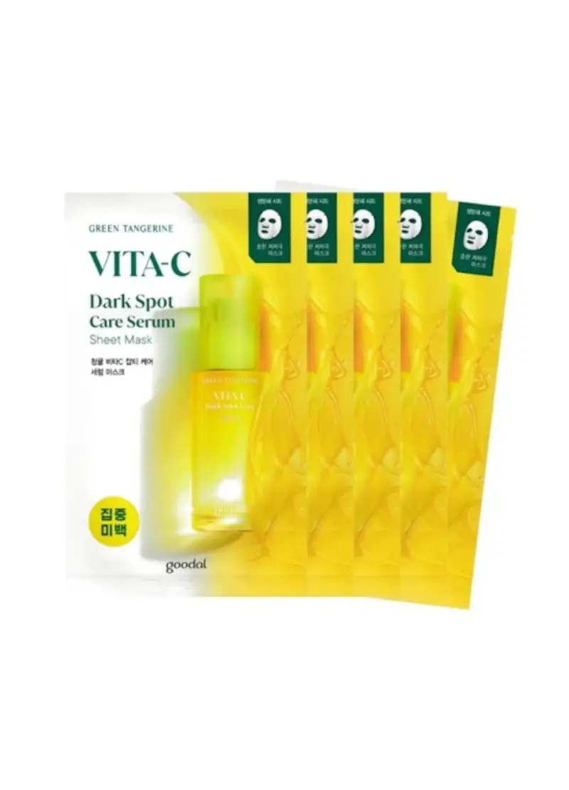 Goodal Green Tangerine Vita C Dark Spot Care Serum Sheet Mask 5p Set, Unisex, Trasparente