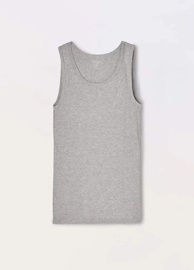 2 Pack Canotta In Cotone A Costine Uomo, Grigio cemento