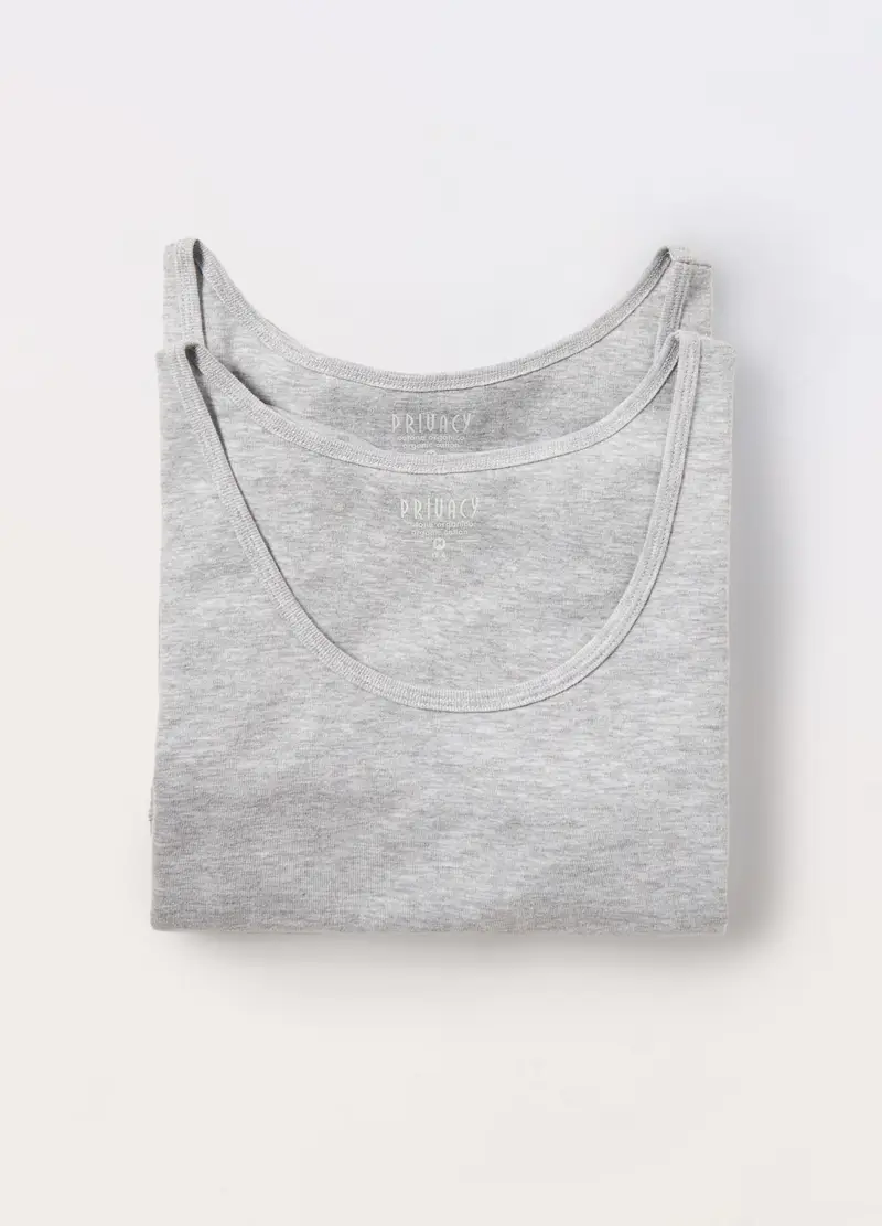 2 Pack Canotta In Cotone Uomo, Grigio chiaro melange