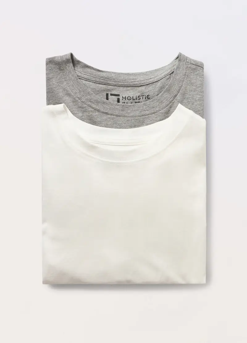 2 Pack Magliette Intime In Jersey Di Cotone Uomo, Unisex, Bianco/Grigio miniatura 2