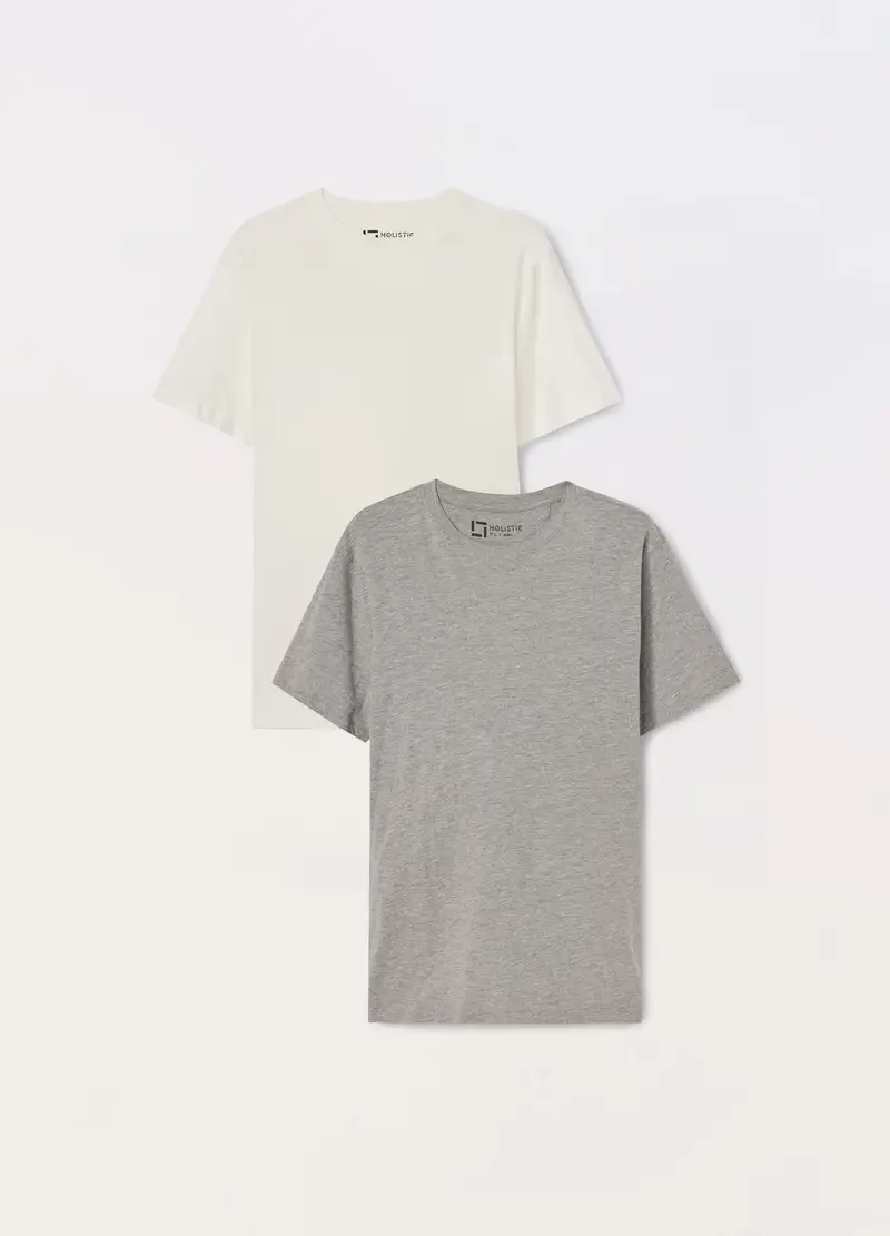 UPIM HB, 2 Pack Magliette Intime In Jersey Di Cotone Uomo, Unisex, Bianco/Grigio, Taglia: S