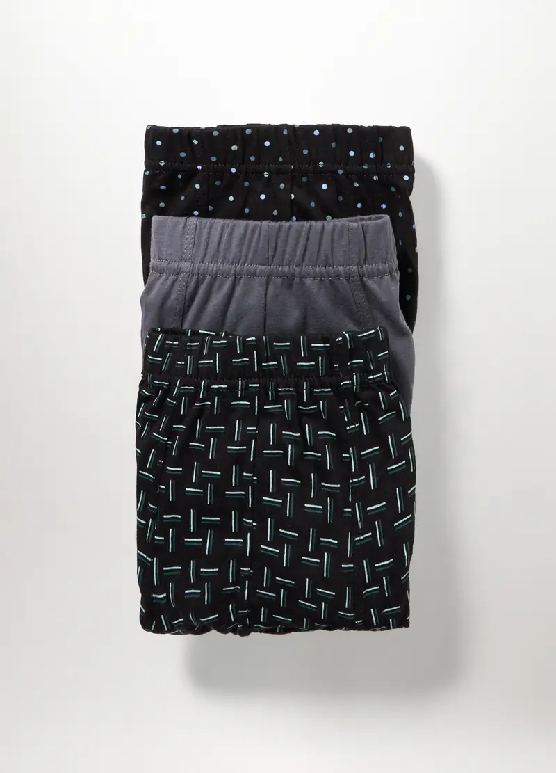 3 Pack Boxer In Cotone A Fantasia Uomo, Nero/Grigio