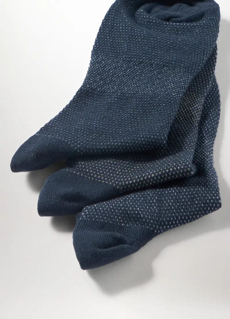 3 Pack Calzini Sneaker A Fantasia In Cotone Stretch Uomo, Blu scuro miniatura 2