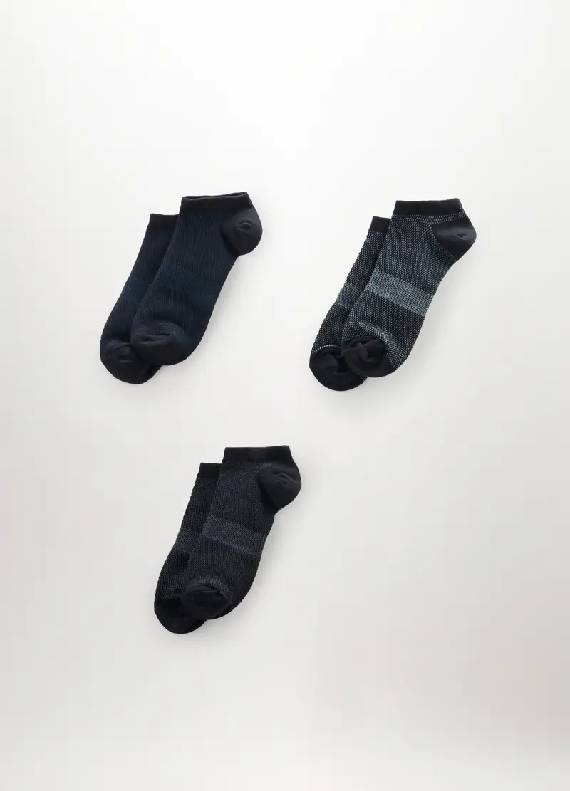 3 Pack Calzini Sneaker A Fantasia In Cotone Stretch Uomo, Nero