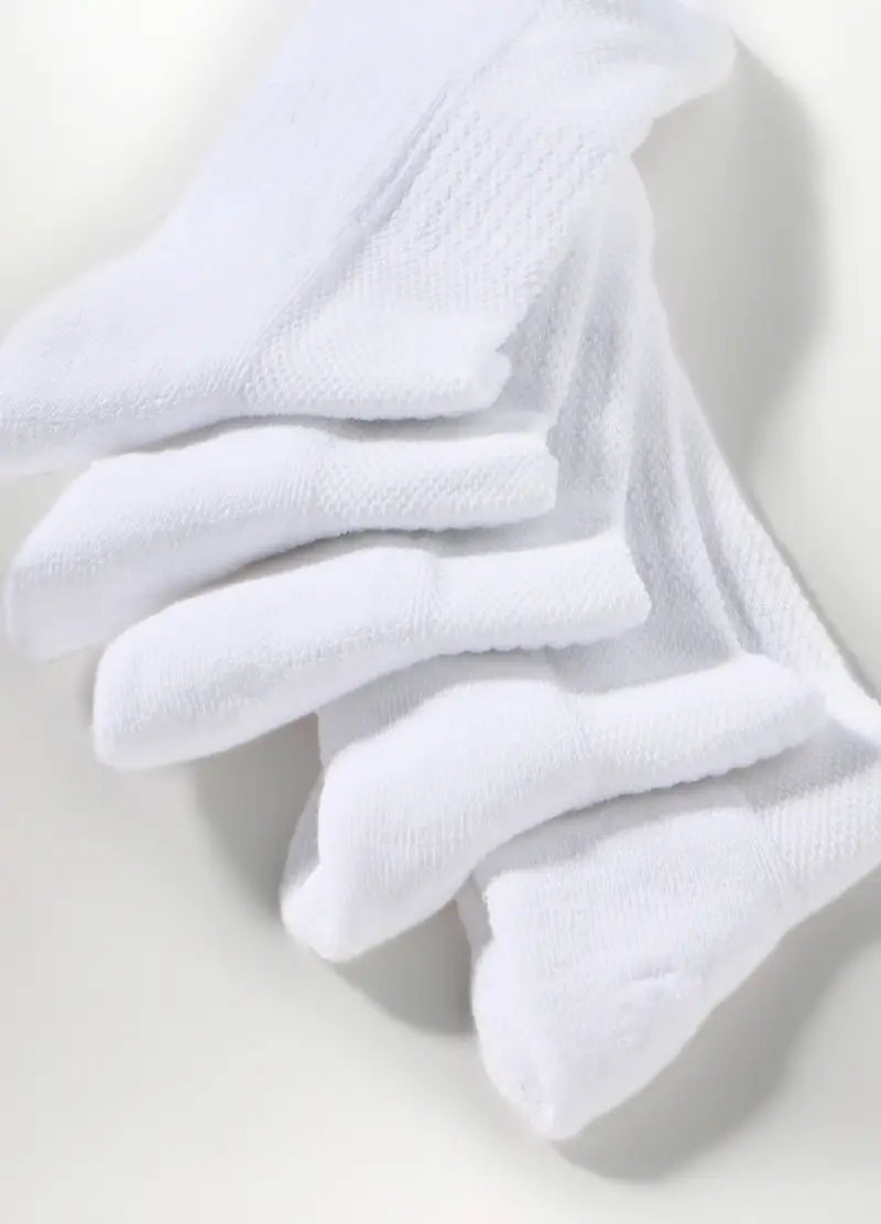 5 Pack Calzini Sneaker In Misto Cotone Uomo, Bianco ottico miniatura 2