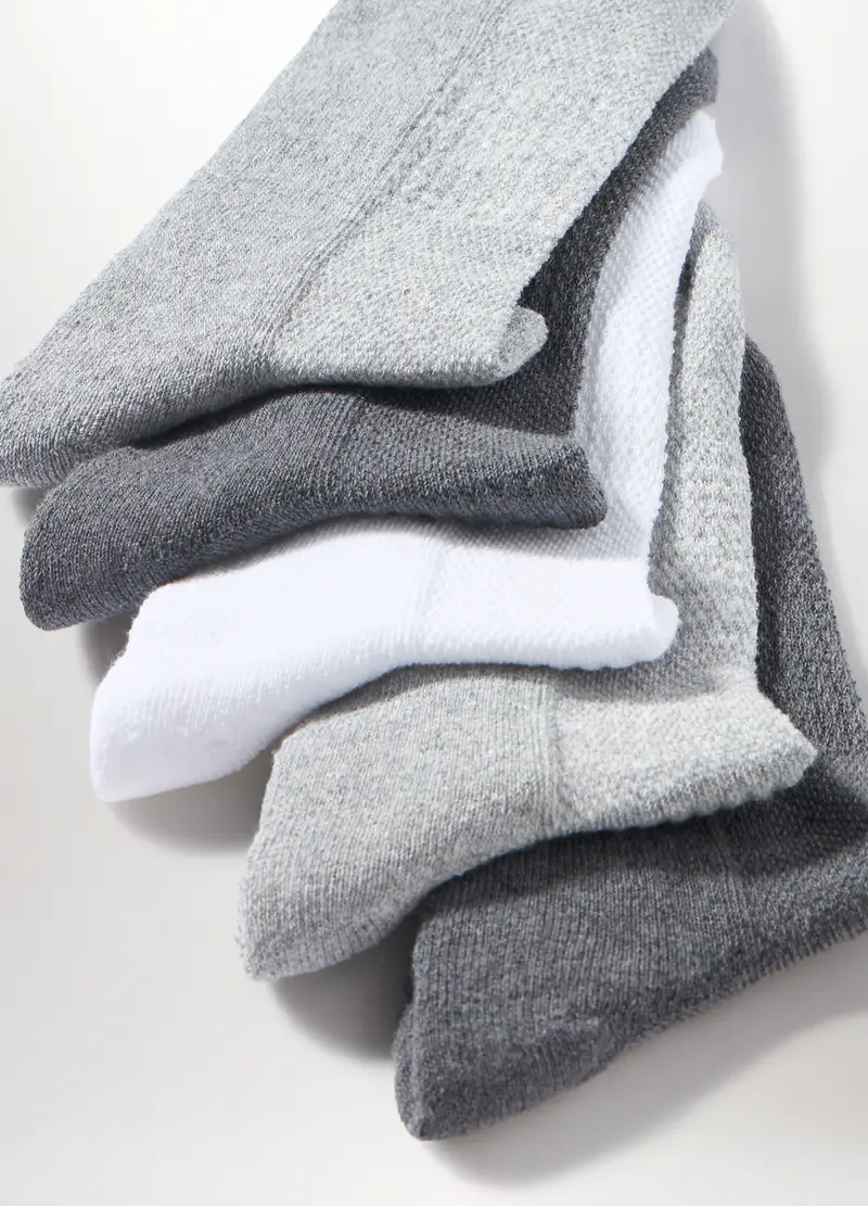 5 Pack Calzini Sneaker In Misto Cotone Uomo, Grigio miniatura 2