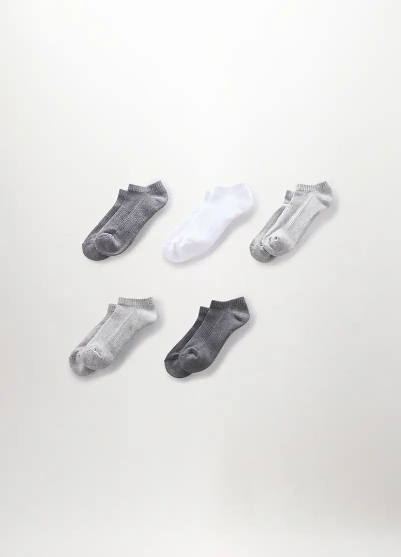 5 Pack Calzini Sneaker In Misto Cotone Uomo, Grigio