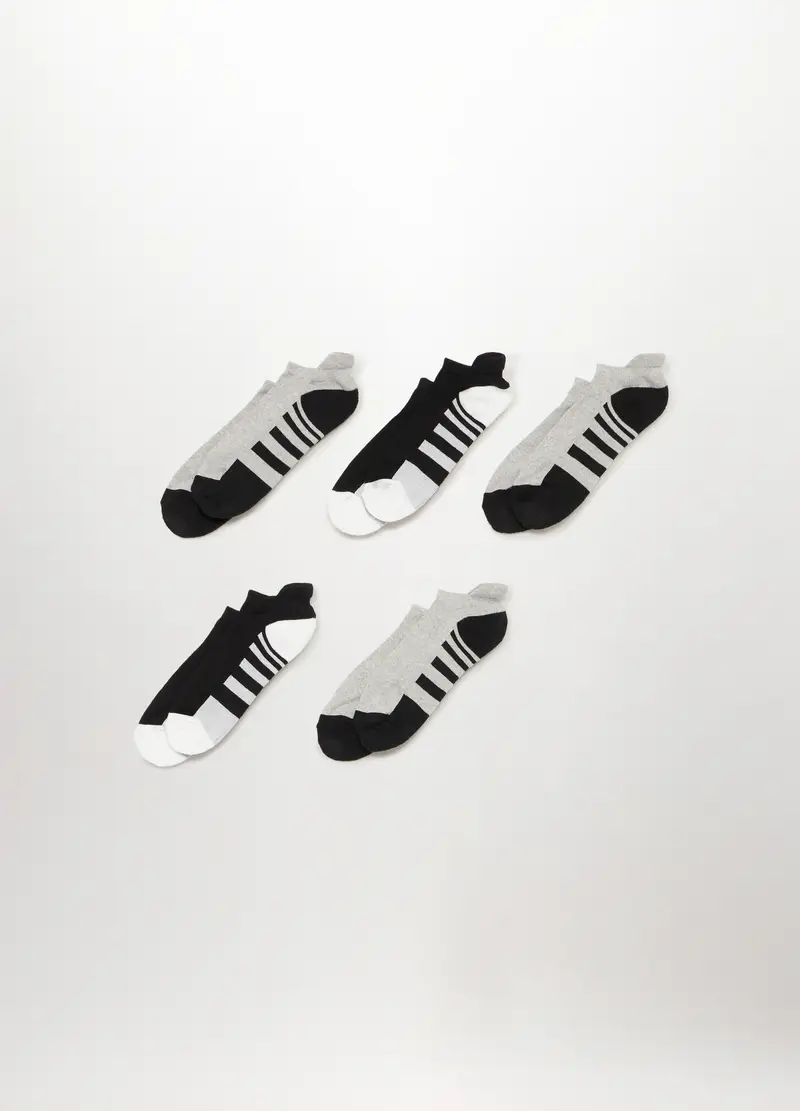 UPIM HB, 5 Pack Calzini Sneaker In Misto Cotone Uomo, Nero/Grigio, Taglia: 38-42