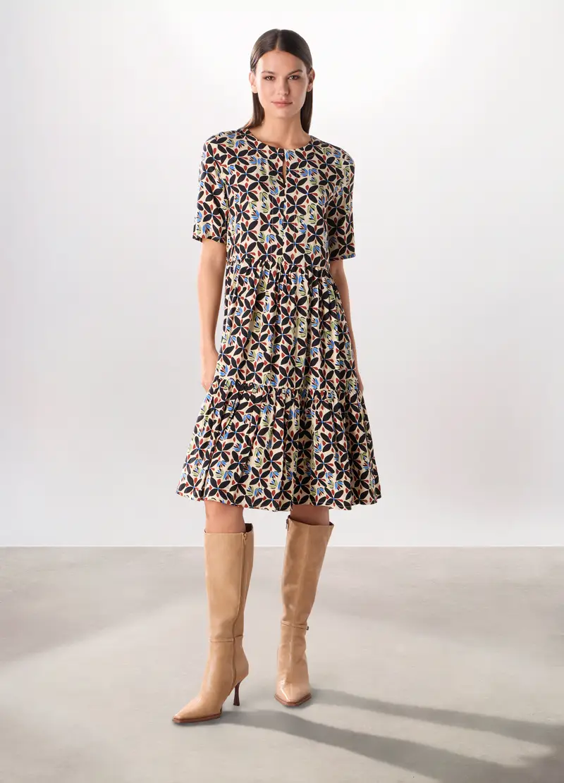 Abito Corto In Pura Viscosa Donna, Beige chiaro