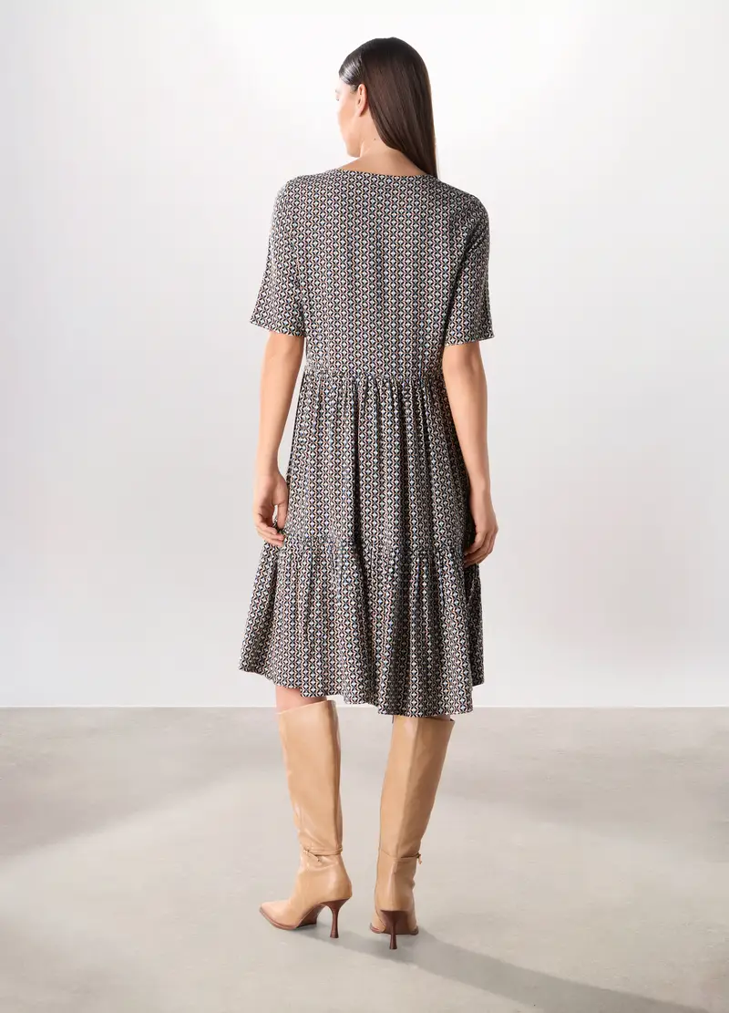 Abito Corto In Pura Viscosa Donna, Nero miniatura 2