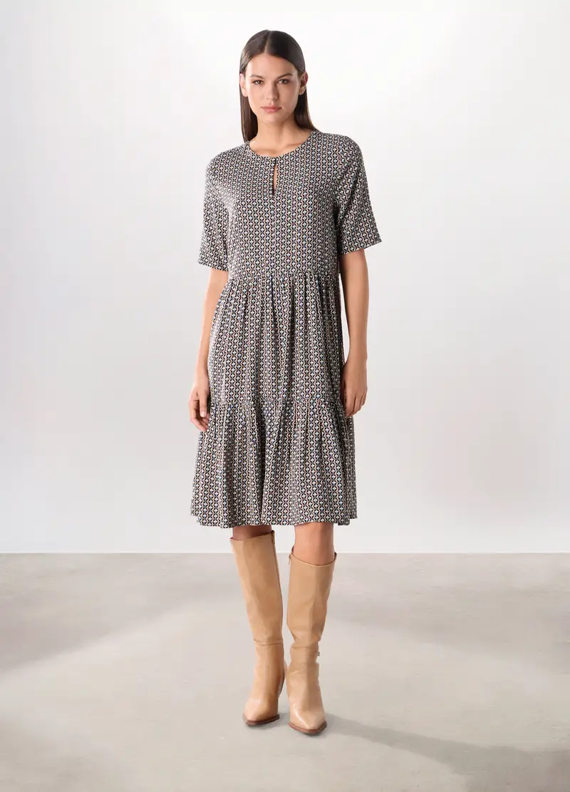 Abito Corto In Pura Viscosa Donna, Nero