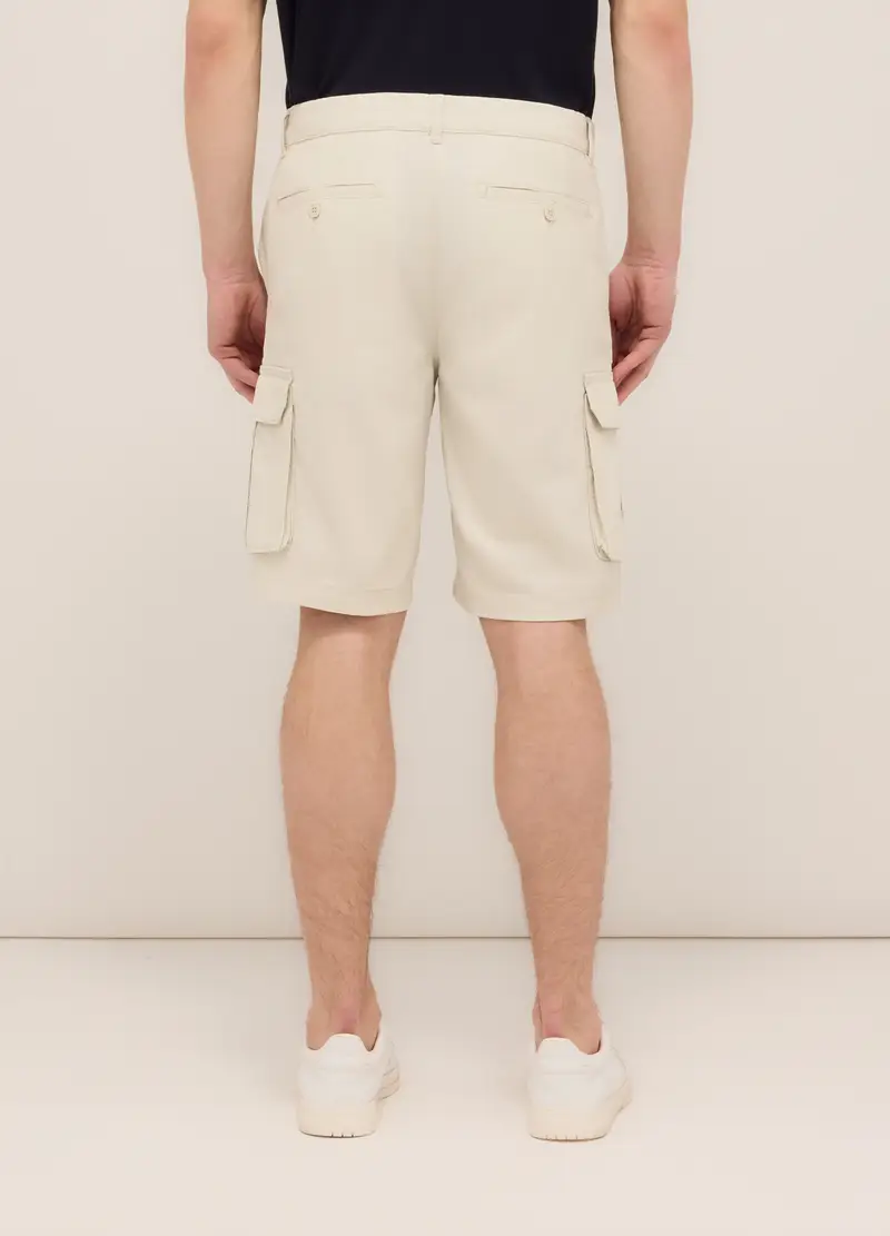 Bermuda Cargo In Twill Di Cotone Uomo, Bianco miniatura 2