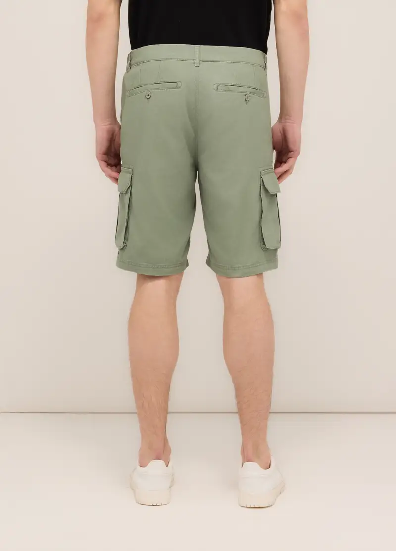 Bermuda Cargo In Twill Di Cotone Uomo, Verde salvia miniatura 2