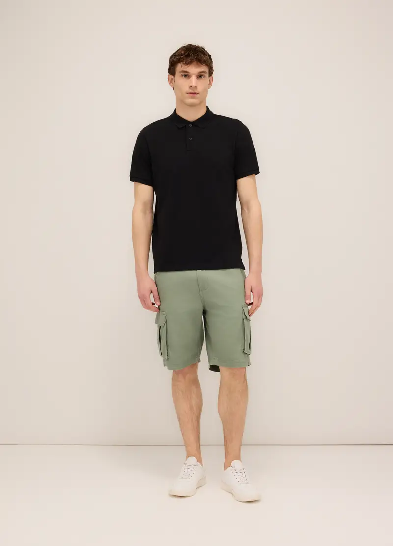 Bermuda Cargo In Twill Di Cotone Uomo, Verde salvia