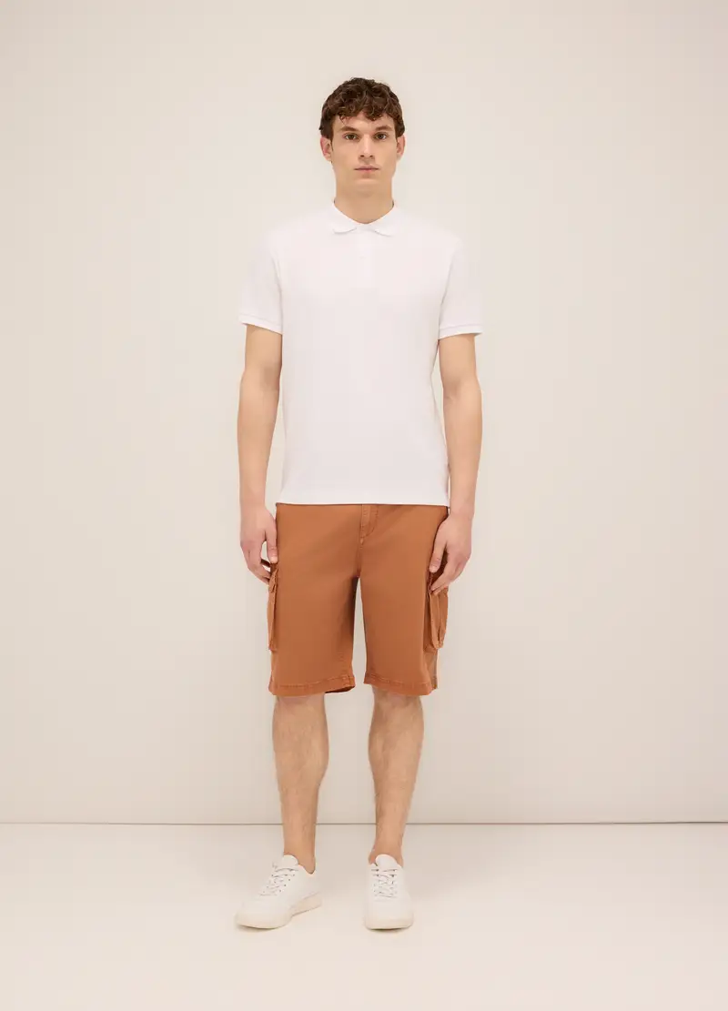 Bermuda In Cotone Stretch Uomo, Arancione scuro