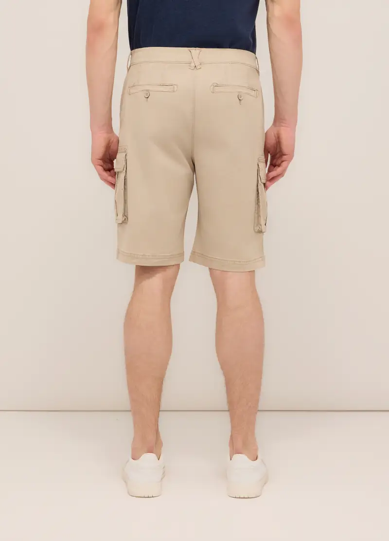 Bermuda In Cotone Stretch Uomo, Beige chiaro miniatura 2