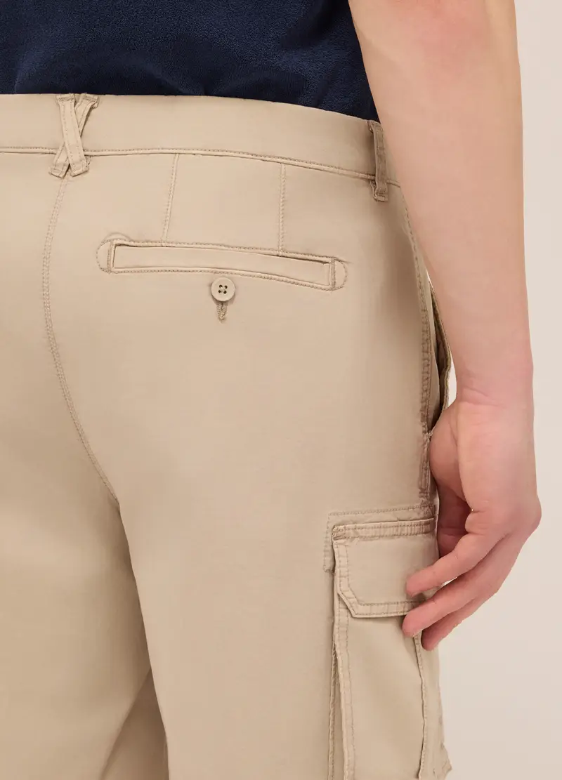 Bermuda In Cotone Stretch Uomo, Beige chiaro miniatura 3