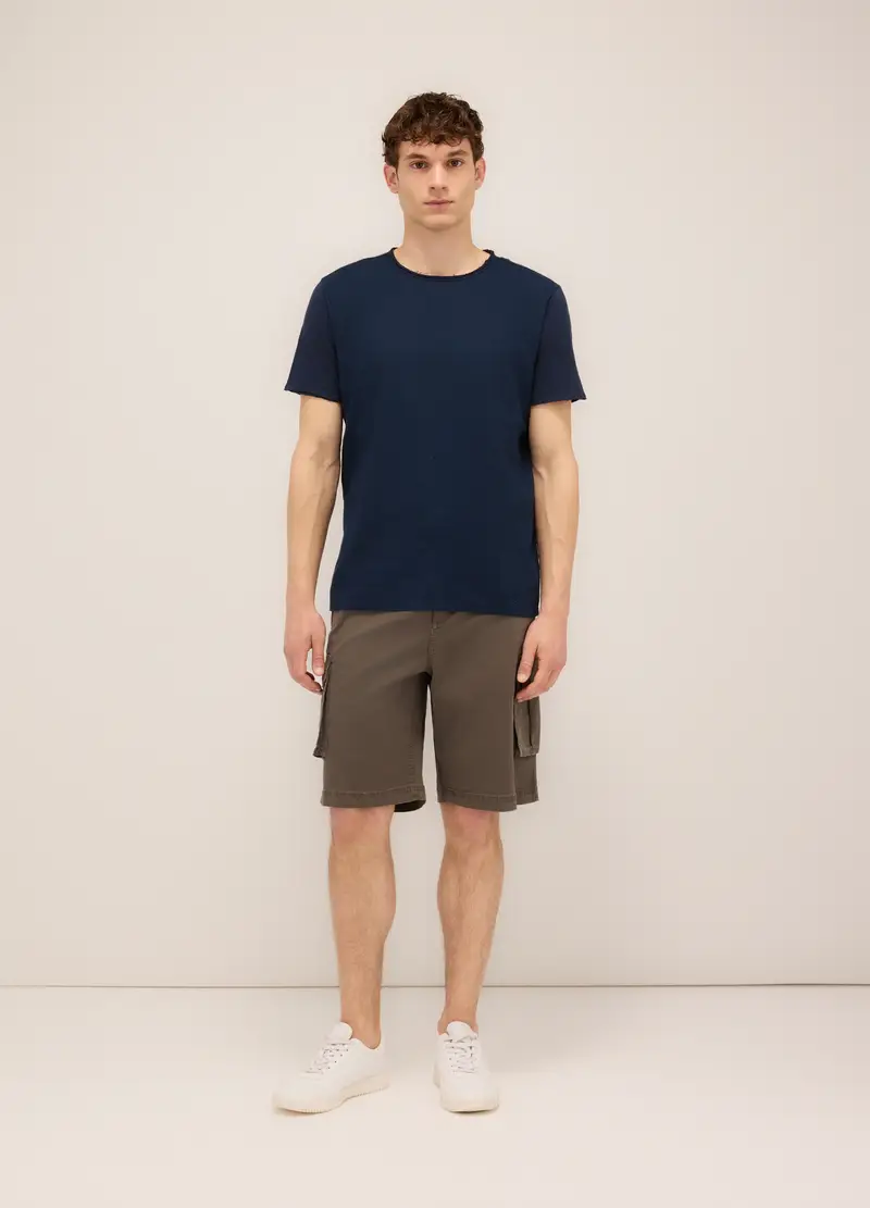 Bermuda In Cotone Stretch Uomo, Marrone fango