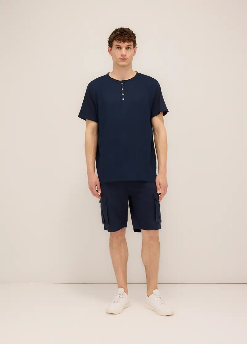 Bermuda In Puro Twill Di Cotone Uomo, Blu scuro