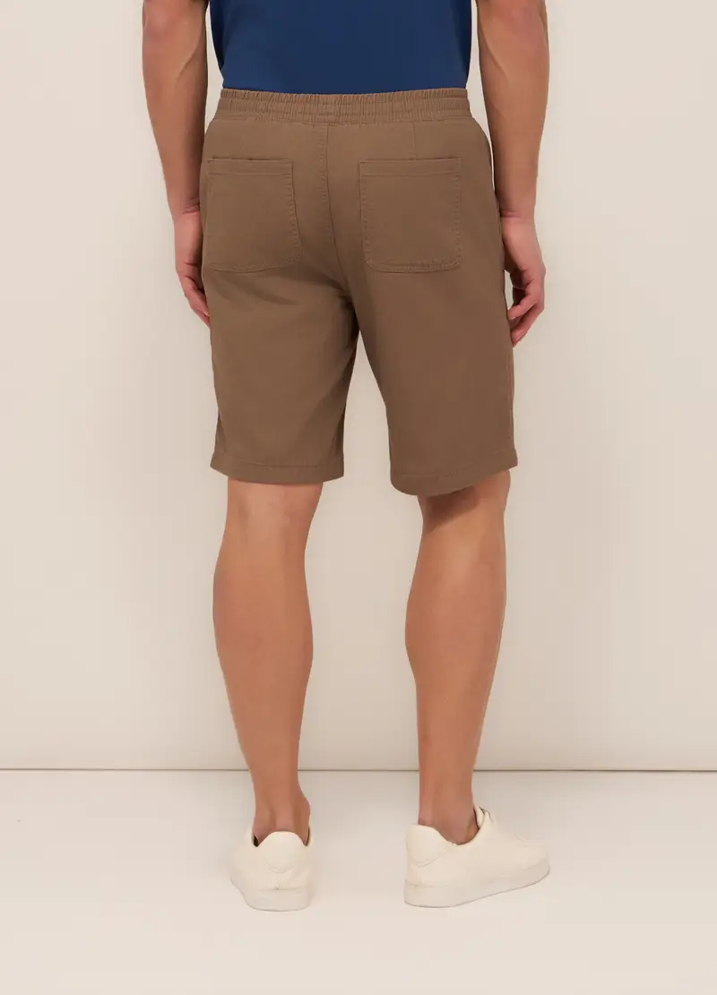 Bermuda In Twill Di Cotone Uomo, Marrone fango miniatura 2