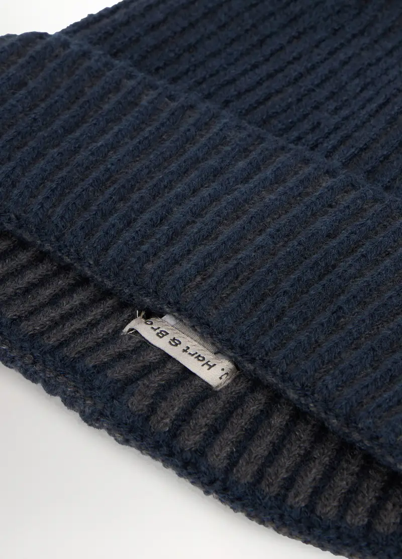 Berretto A Coste Bicolore Uomo, Blu/Grigio miniatura 3