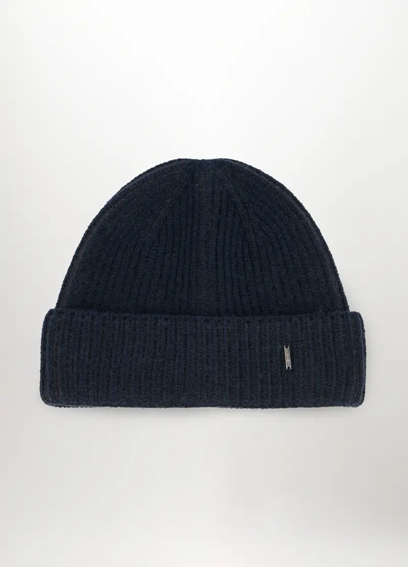 Berretto A Coste Bicolore Uomo, Blu/Grigio