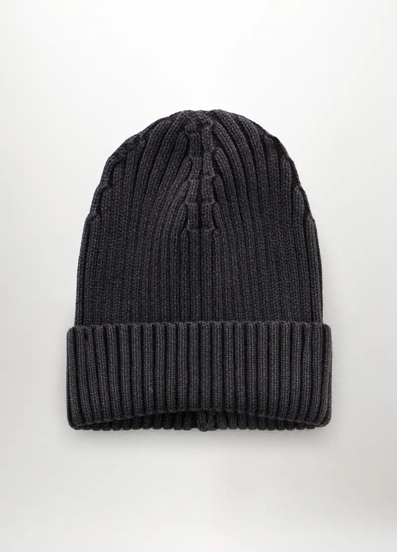 Berretto A Coste In Puro Cotone Uomo, Grigio antracite