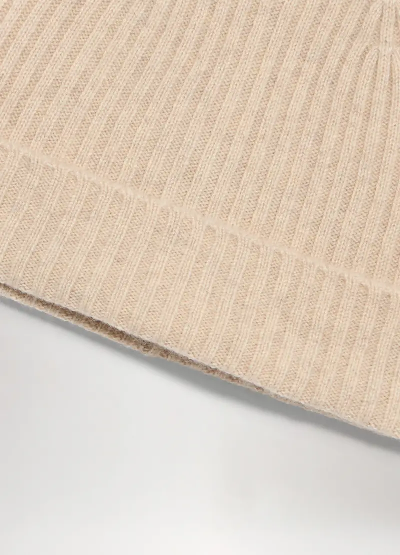 Berretto In Cashmere A Coste Uomo, Bianco avorio miniatura 2