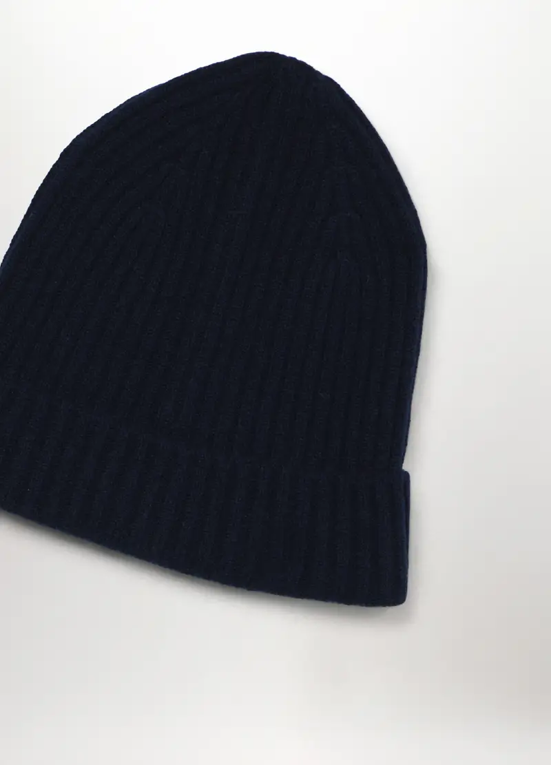 Berretto In Cashmere A Coste Uomo, Blu navy miniatura 2