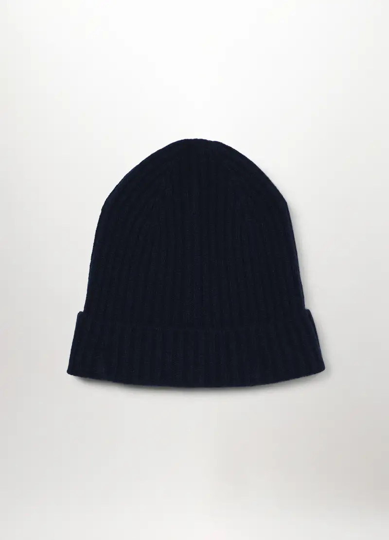 Berretto In Cashmere A Coste Uomo, Blu navy