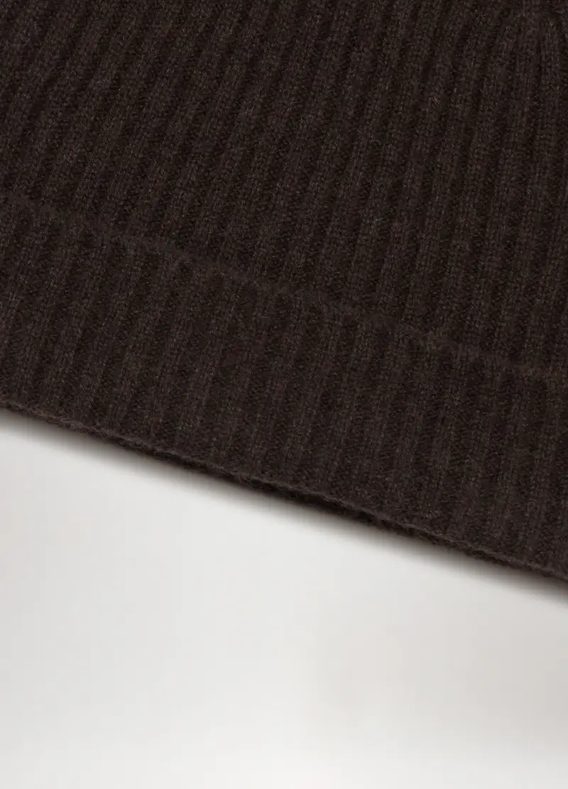 Berretto In Cashmere A Coste Uomo, Marrone testa di moro miniatura 2