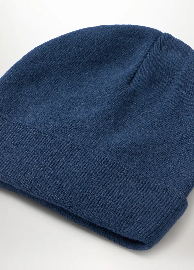 Berretto In Maglia Con Risvolto Uomo, Azzurro scuro miniatura 3