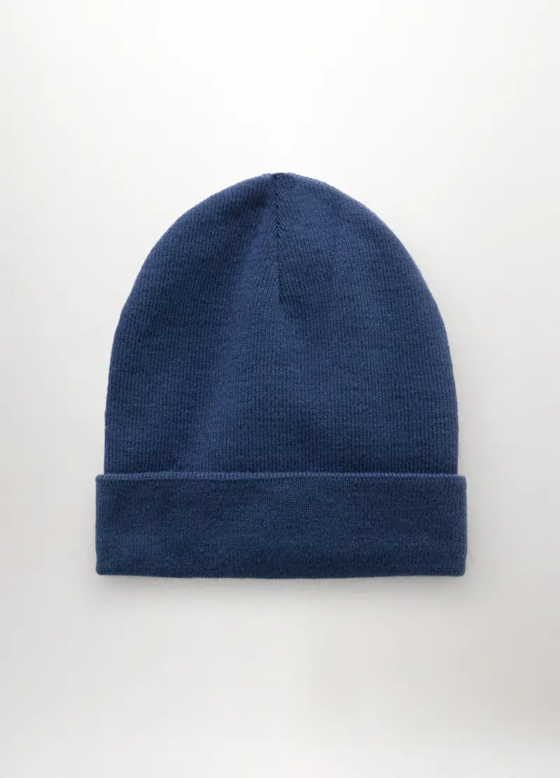 Berretto In Maglia Con Risvolto Uomo, Azzurro scuro