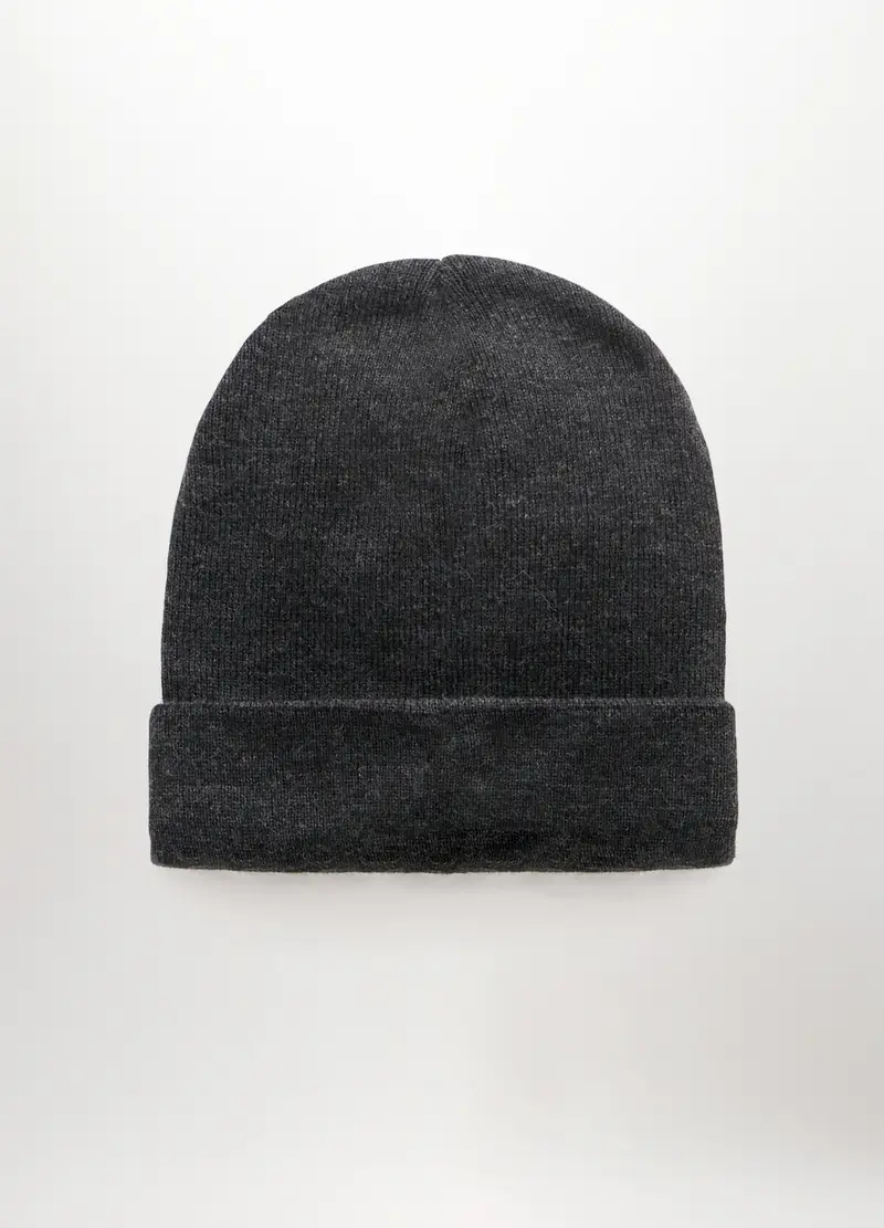 Berretto In Maglia Con Risvolto Uomo, Grigio scuro