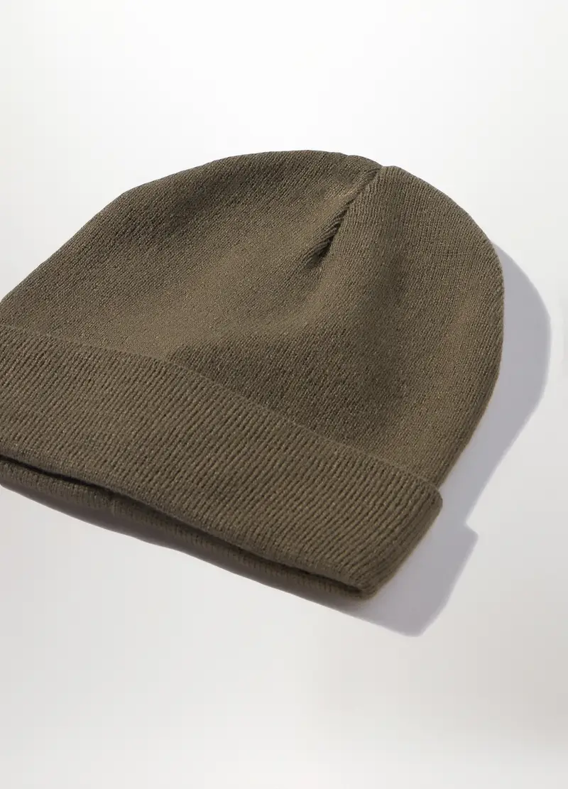 Berretto In Maglia Con Risvolto Uomo, Marrone khaki miniatura 3