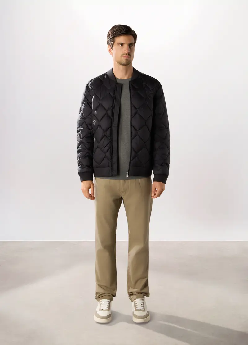 Bomber Imbottito Con Zip Uomo, Nero grafite