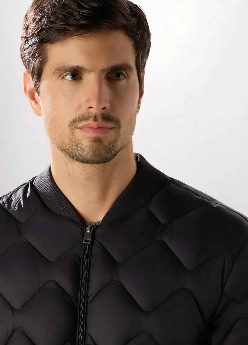 Bomber Imbottito Con Zip Uomo, Nero grafite miniatura 3