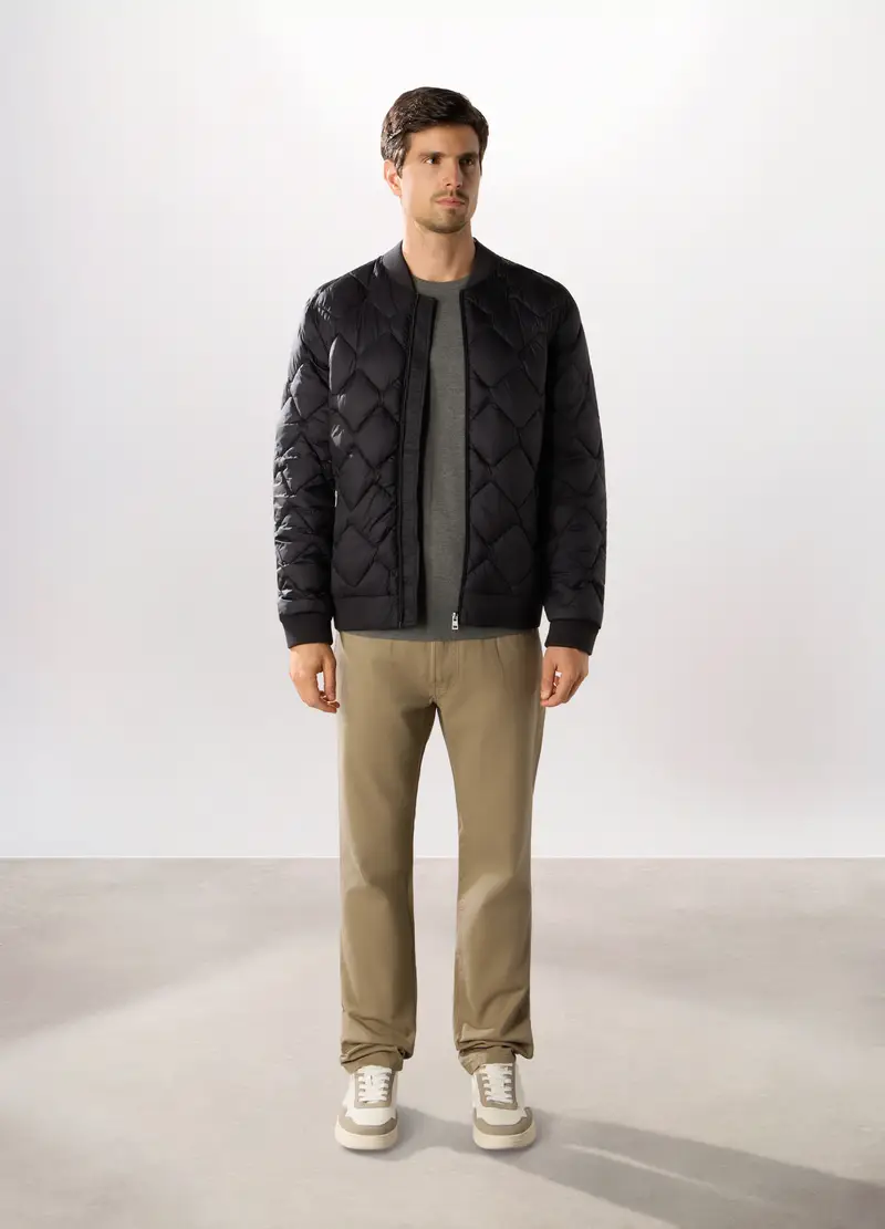 Bomber Imbottito Con Zip Uomo, Nero grafite