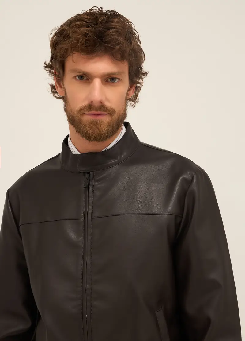 UPIM HB, Bomber In Ecopelle Granata Uomo, Marrone testa di moro, Taglia: XL miniatura 2