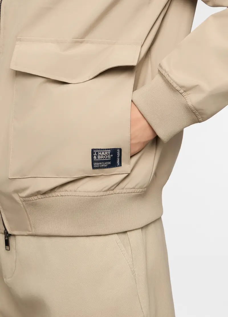 Bomber In Tessuto Tecnico Uomo, Beige miniatura 3