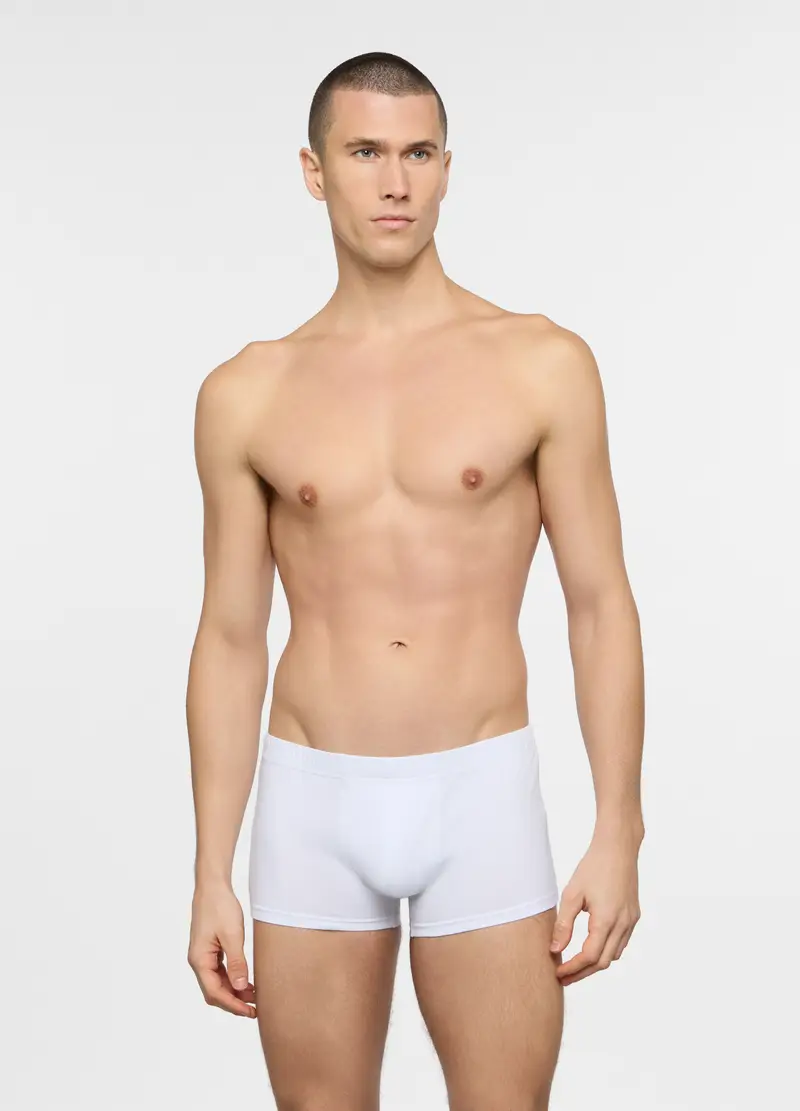 Boxer In Jersey Di Cotone Uomo, Unisex, Bianco latte