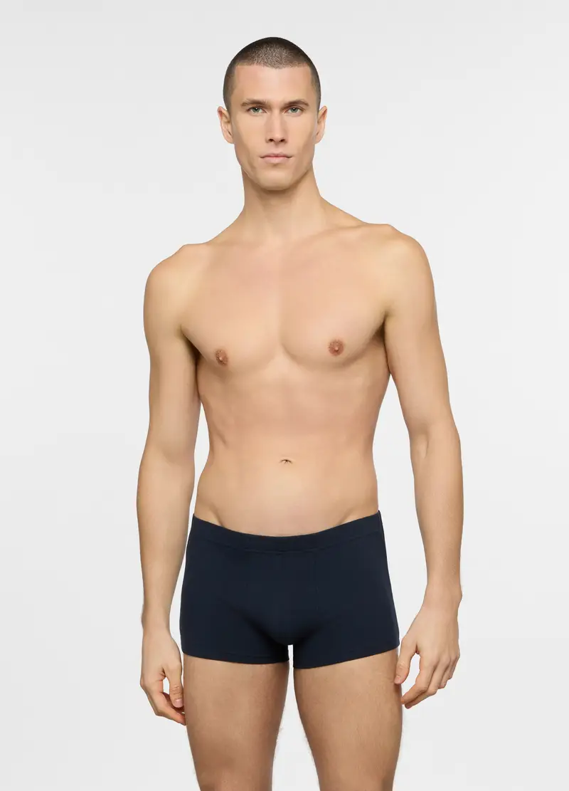 Boxer In Jersey Di Cotone Uomo, Unisex, Blu scuro
