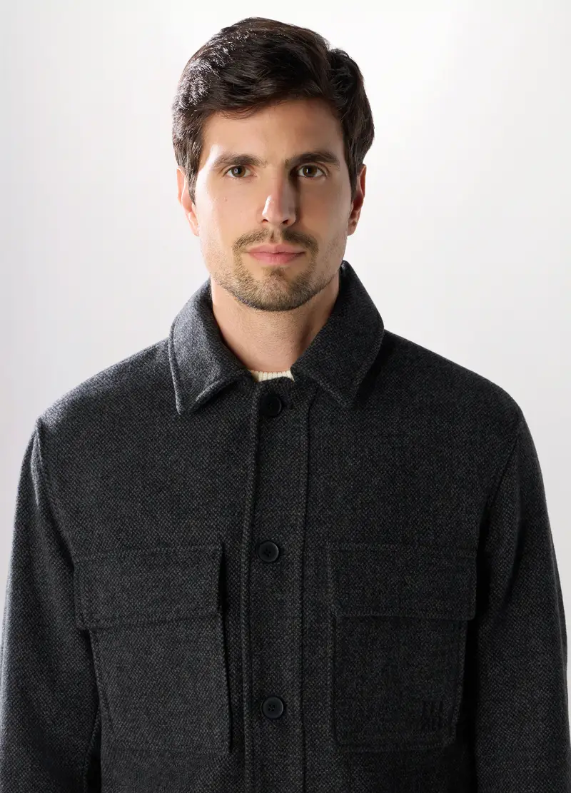 Caban Effetto Tweed Uomo, Blu indigo miniatura 3