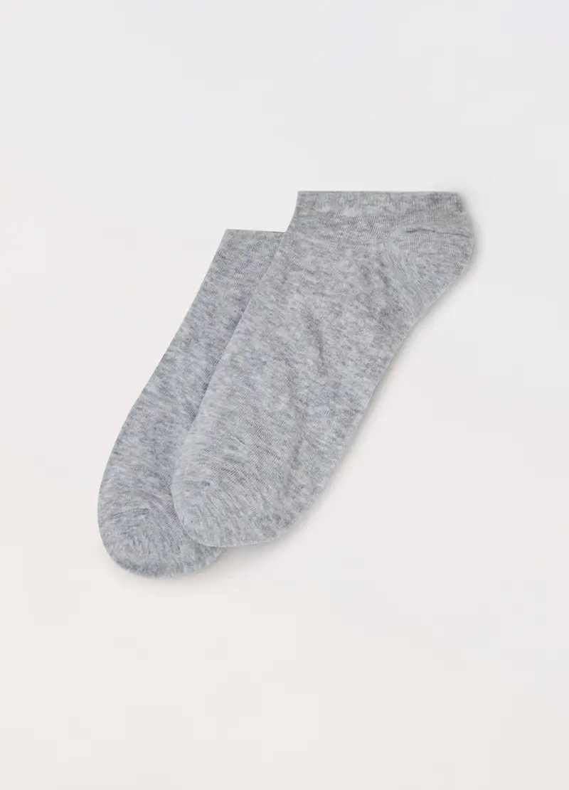 Calzini Sneaker In Cotone Stretch Uomo, Grigio melange