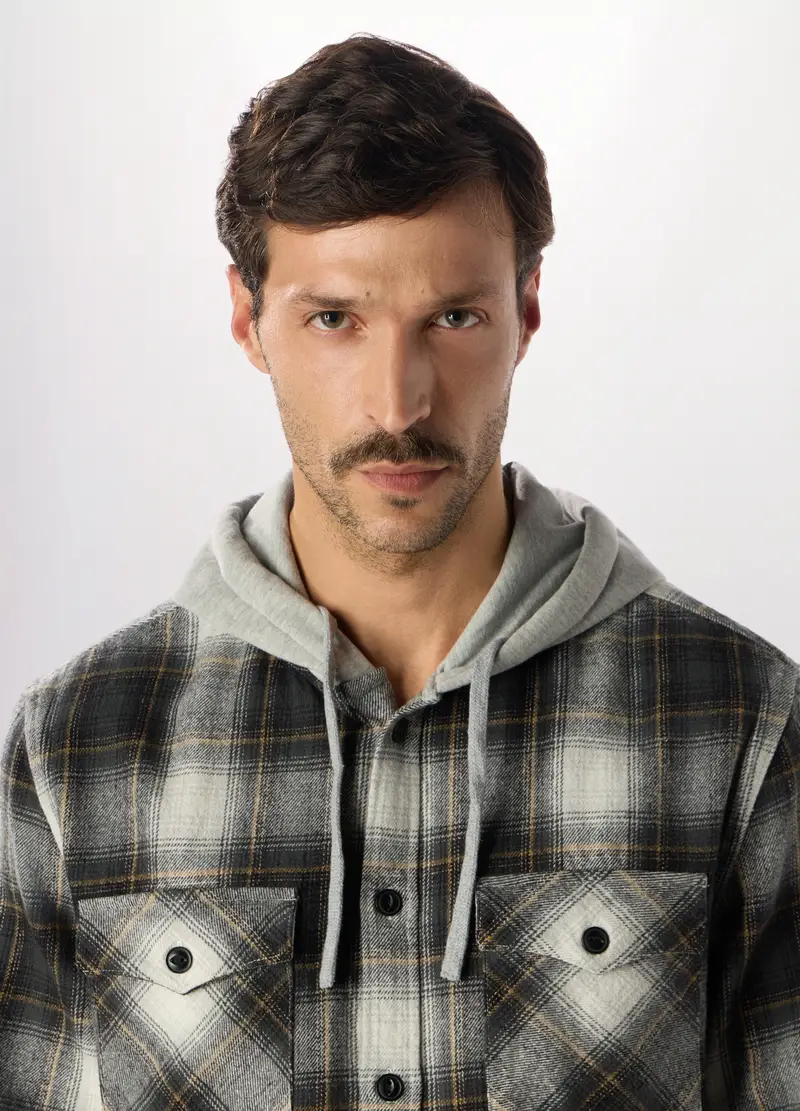 Camicia In Flanella Con Cappuccio Uomo, Multicolor miniatura 3