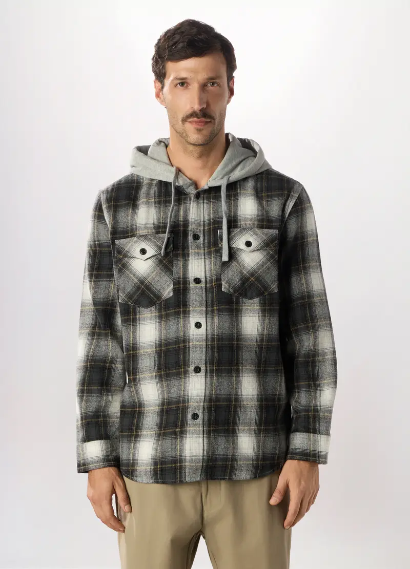 Camicia In Flanella Con Cappuccio Uomo, Multicolor