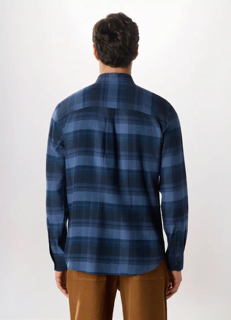 Camicia In Flanella Di Cotone A Quadri Uomo, Blu elettrico miniatura 2