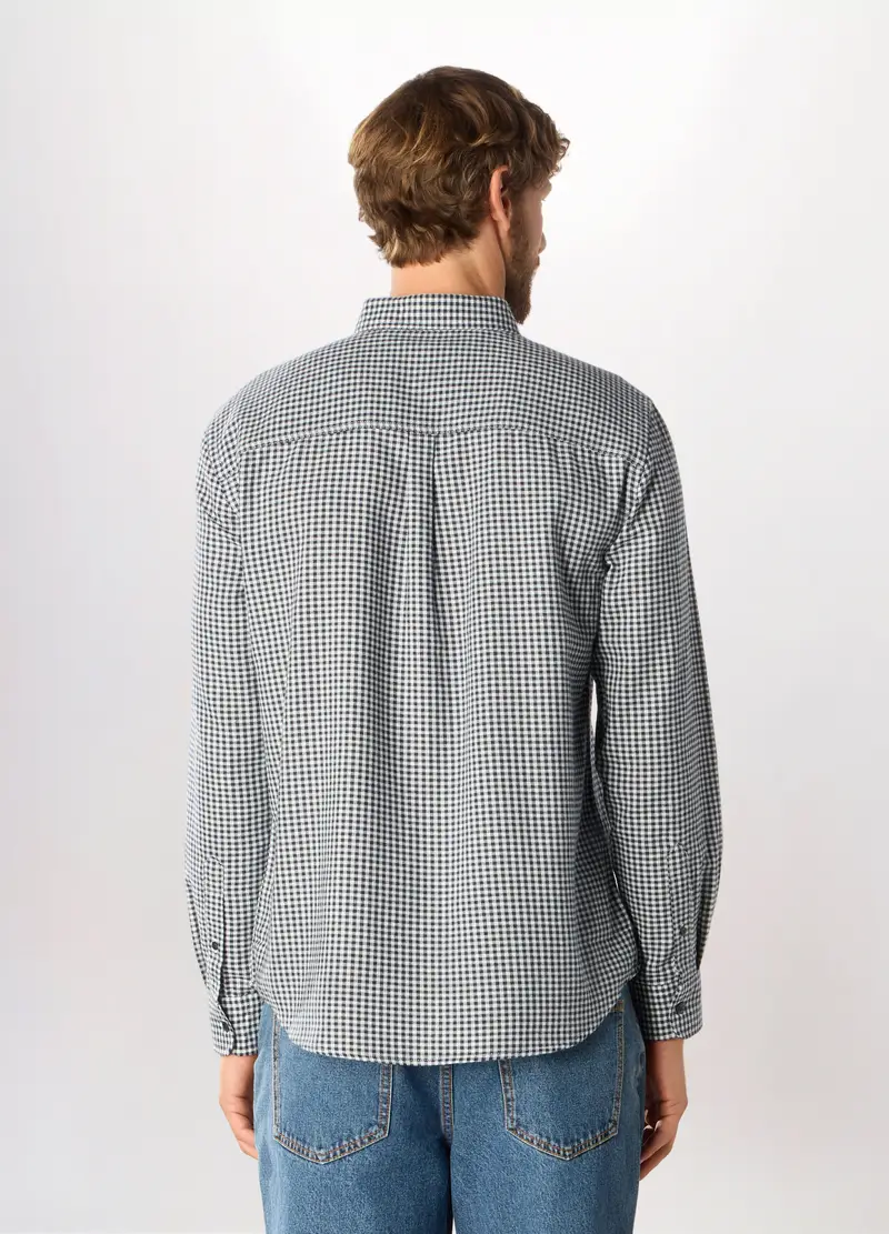 Camicia In Flanella Misto Cotone A Quadri Uomo, Bianco/Nero miniatura 2