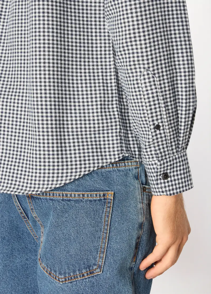 Camicia In Flanella Misto Cotone A Quadri Uomo, Bianco/Nero miniatura 3