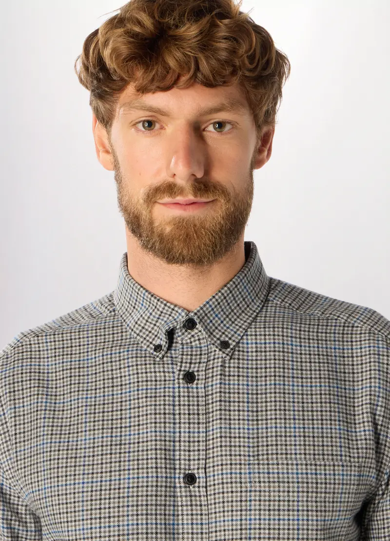 Camicia In Flanella Misto Cotone A Quadri Uomo, Multicolor miniatura 3